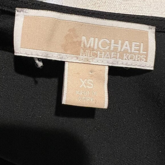 Michael Kors Black Embellished Sleeve Peplum Back Top, Size XS - Picture 14 of 15